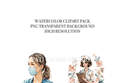11 Nurse Clipart, a Decorative Illustration by Pati Charm Studio (Thumbnail 4 of 8)