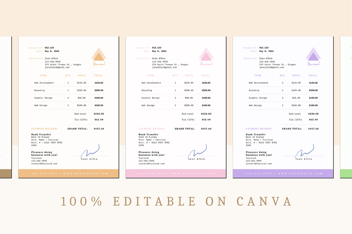 INVOICE CANVA TEMPLATE, a Print Template by The Little Lily Studio (Photo 3 of 5)
