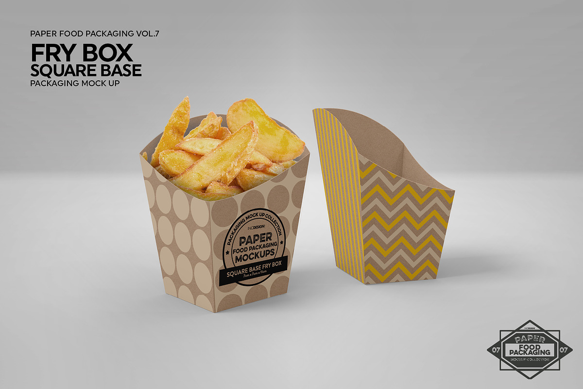 Fry Box Square Base Packaging Mockup, a Packaging Mockup by INCDesign (Photo 4 of 7)