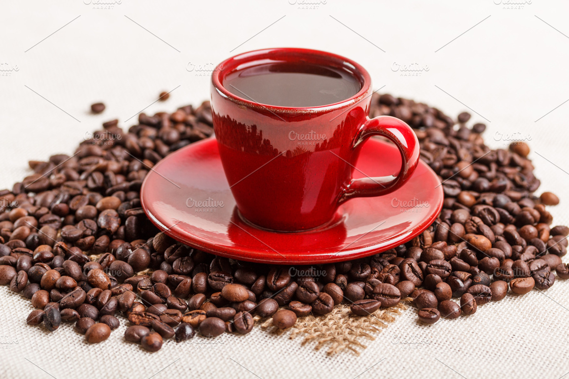 Cup Of Coffee Containing Cup Bean And Steam