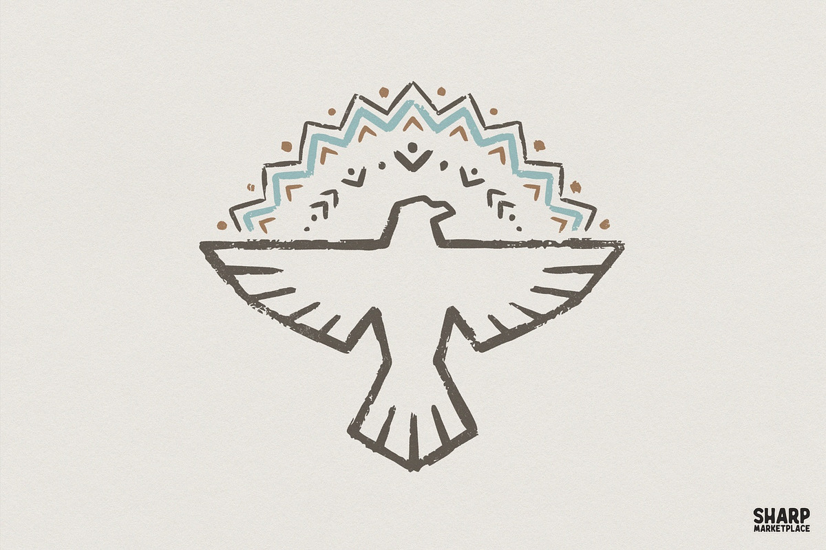 Boho Tribal Bird PNG, Thunderbird, an Illustration by SharpMarketplace (Photo 1 of 4)