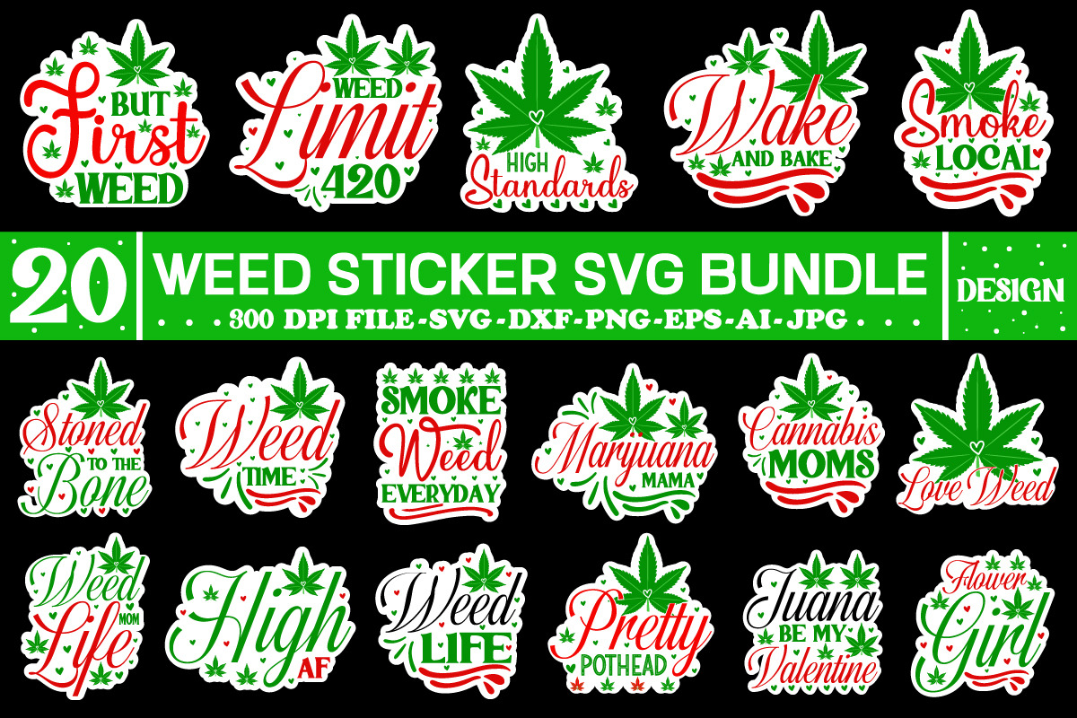 Weed Sticker Svg Bundle, an Object Graphic by GatewayDesign