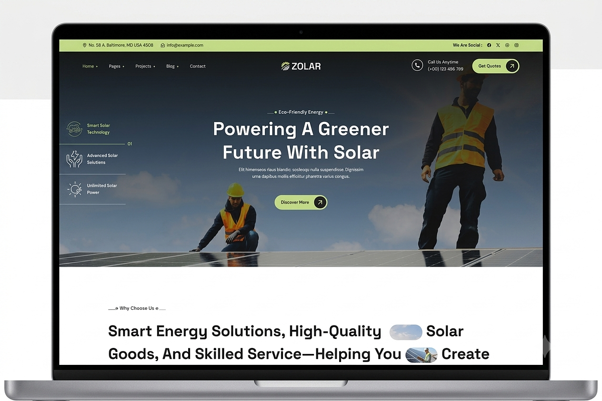 Zolar - Solar Energy WordPress Theme, a WordPress Template by ThemesRain (Photo 3 of 3)