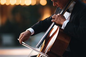 Elegant cellist in formal attire, an Arts & Entertainment Photo by MistyDay