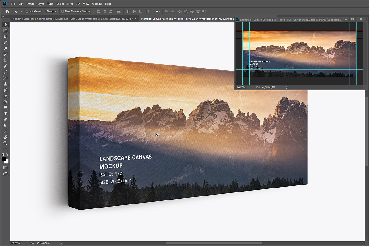 Landscape Canvas Ratio 5x2 Mockup, a Print Template by Mockups by Carlos Viloria (Photo 3 of 5)