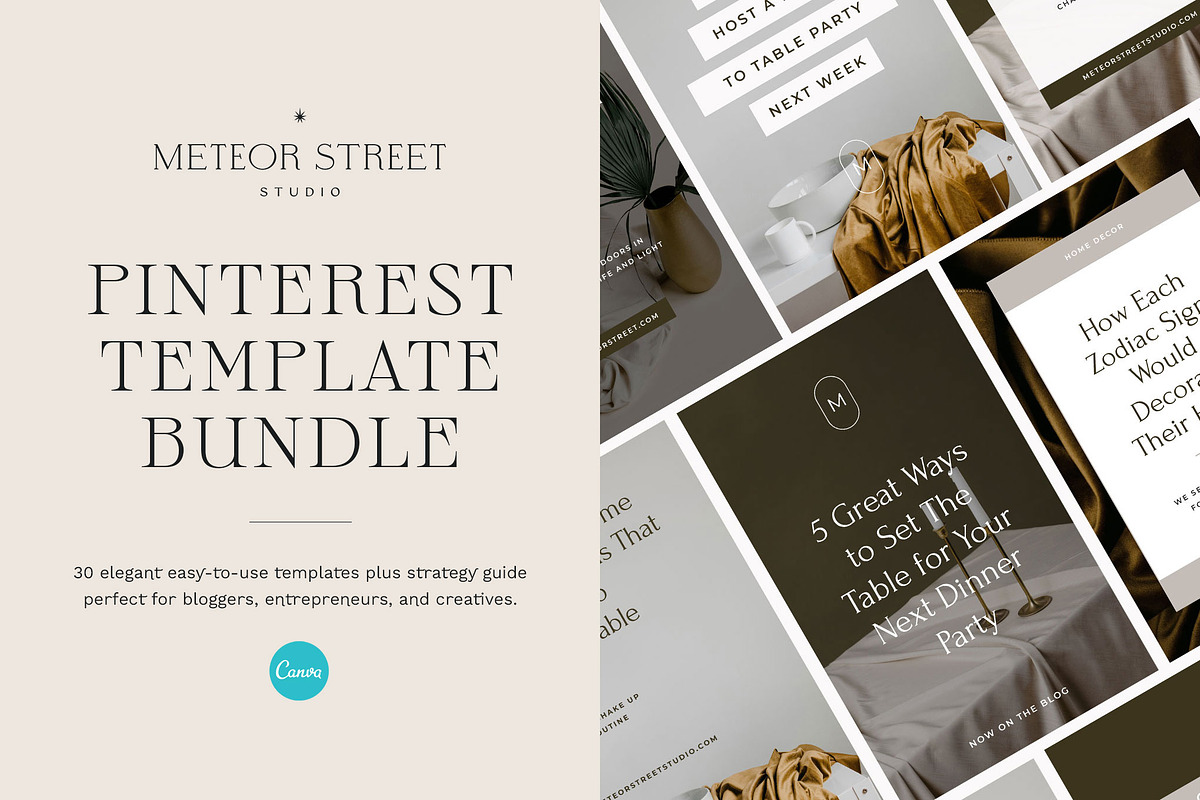 Pinterest Template Bundle for Canva, a Social Media Template by Meteor Street Studio (Photo 1 of 4)