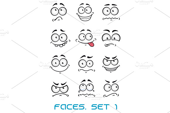 Cartoon Faces With Emotions