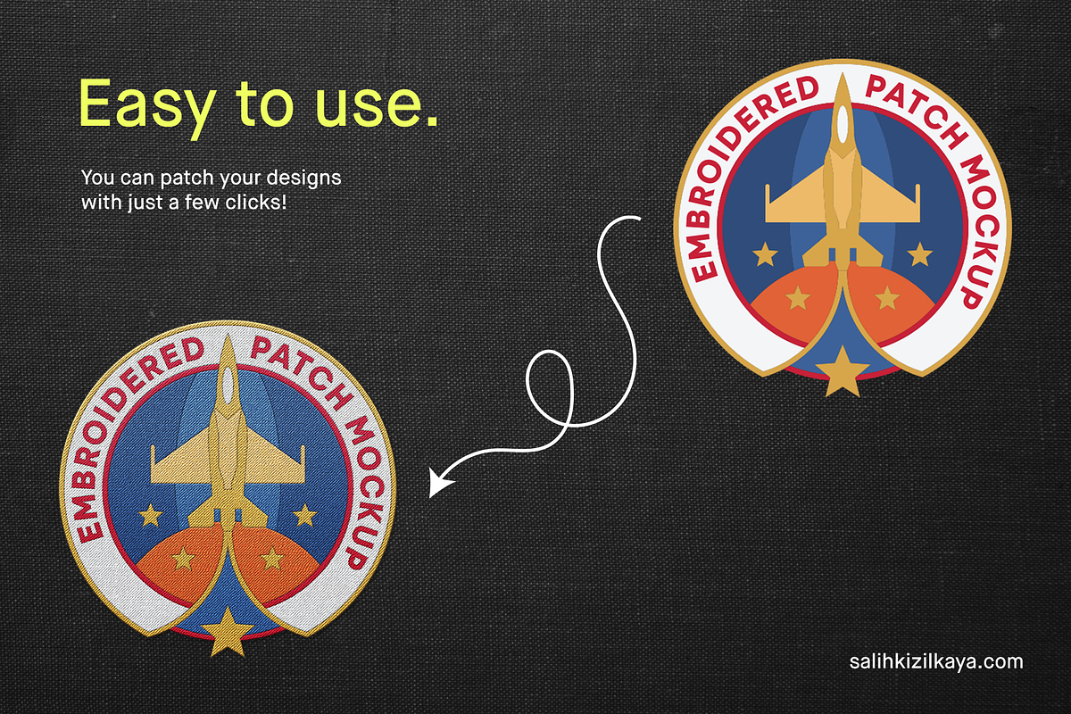 Embroidered Patch Mockup, a Merchandise Mockup by Salih Kizilkaya (Photo 4 of 4)