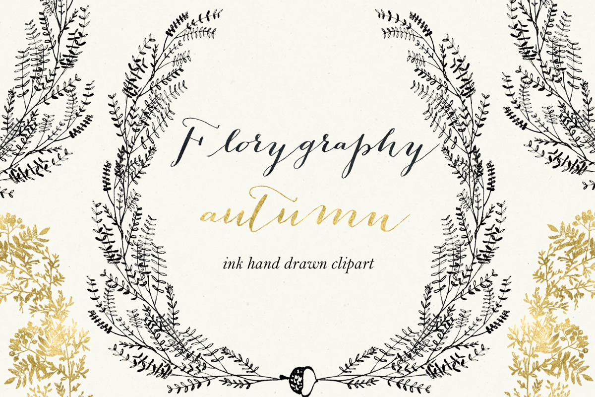 Florygraphy. Autumn. Ink clipart, an Illustration by LABFcreations (Photo 4 of 4)