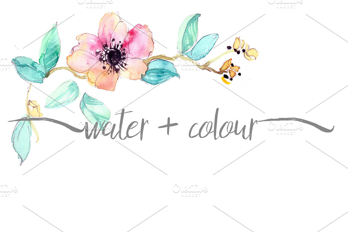 watercolor floral border, an Illustration by water + colour