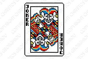 Pixel Art Style Playing Card Joker, an Illustration by Christos Georghiou