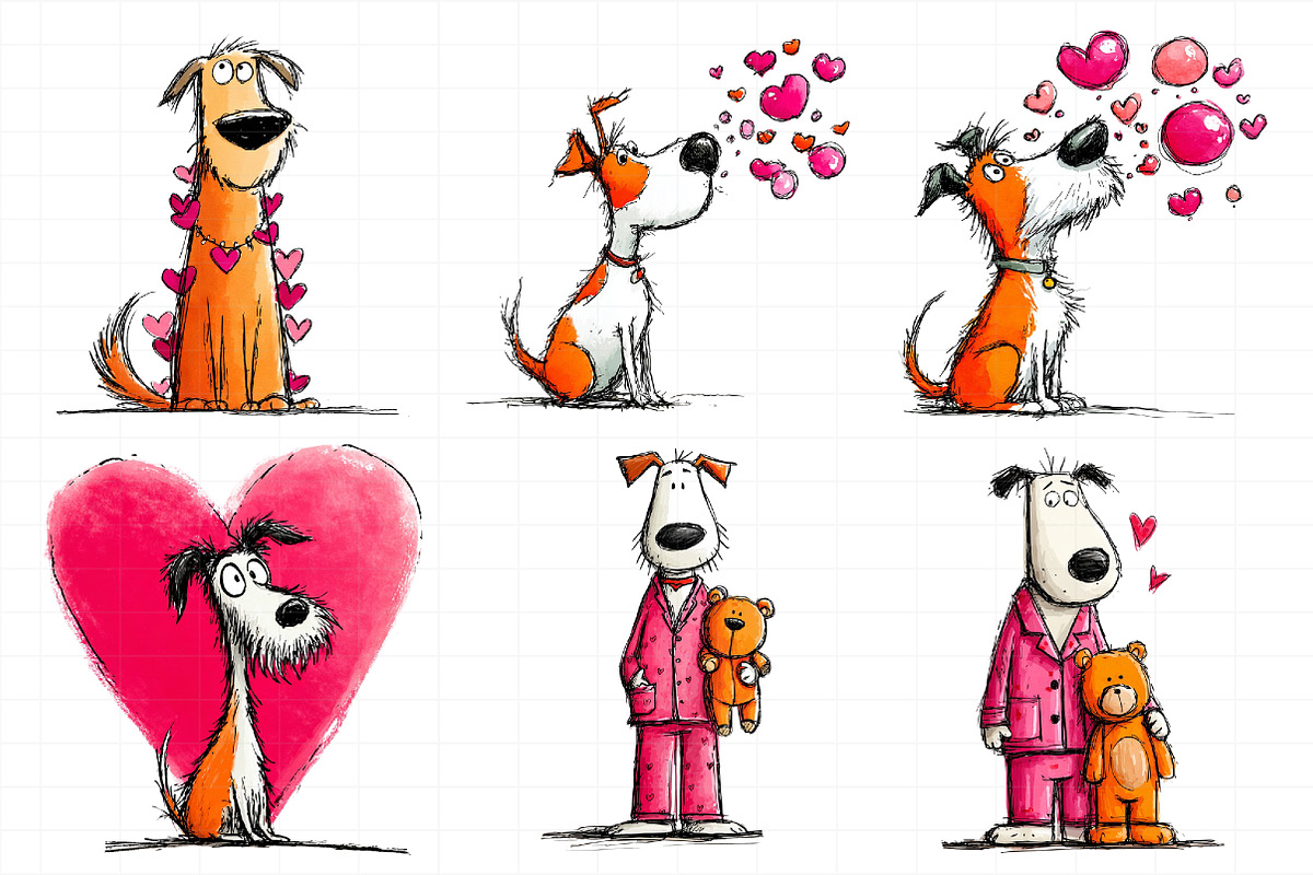 Quirky Valentine Dogs Clipart, an Illustration by Daily.Designs (Photo 4 of 5)