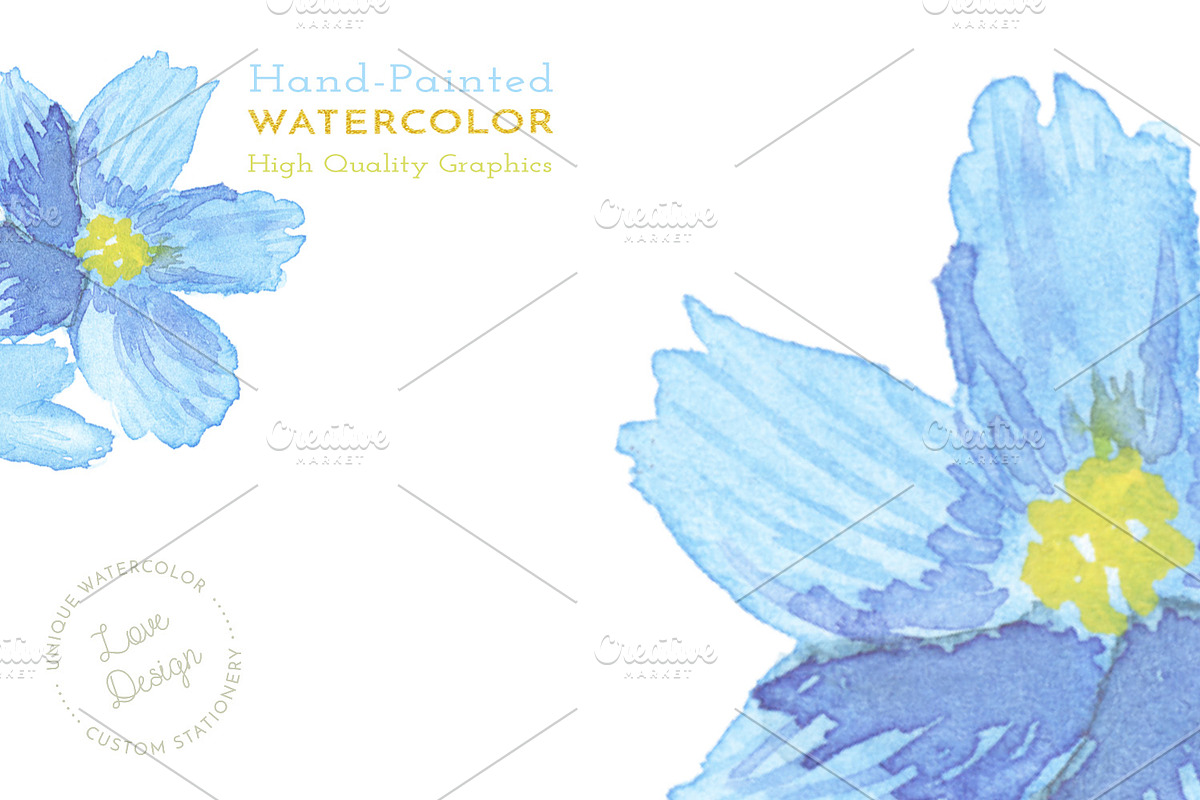 Blue Flower Watercolor Invitation, an Invitation Template by Love Design (Photo 7 of 7)