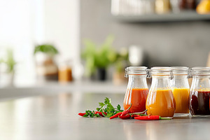 Variety of glass jars and bottles wi, a Photo by Dvoevnore photos
