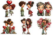 Whimsical Romantic Lovers Clipart, an Illustration by Craft Nest (Thumbnail 4 of 8)
