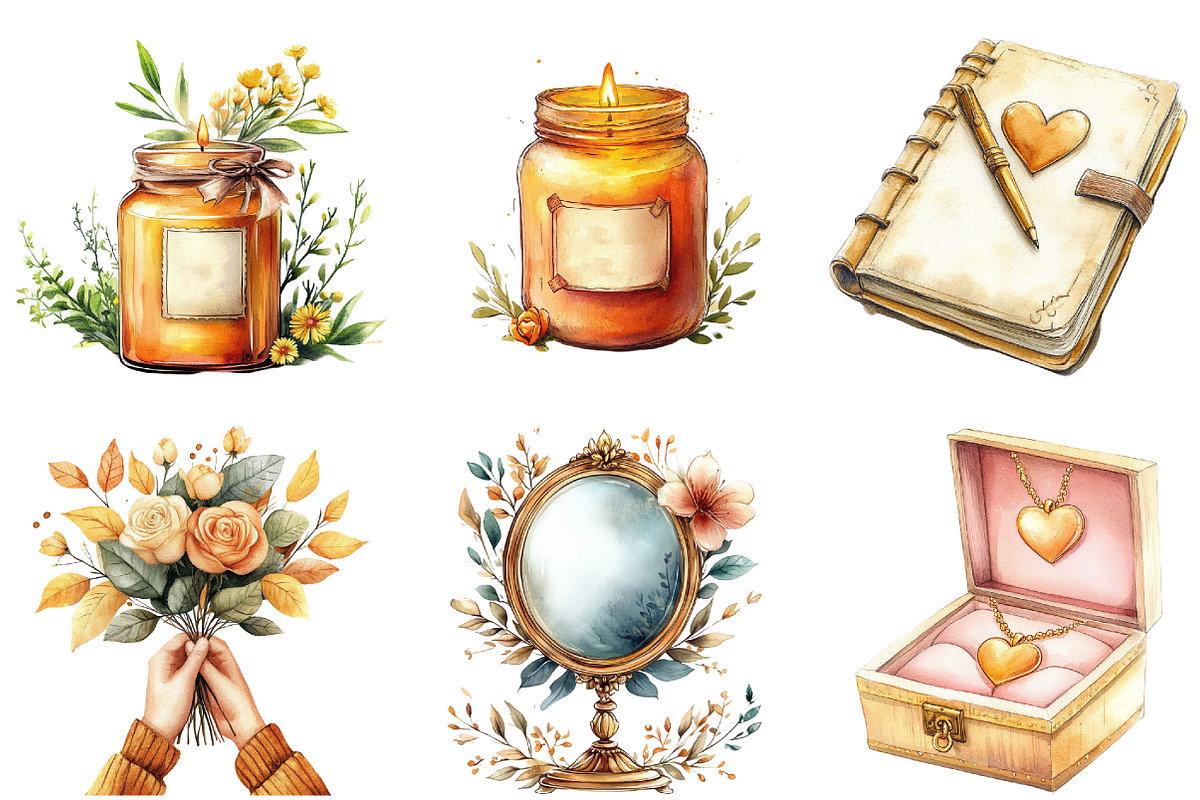Golden Mother's Day Clipart, an Illustration by Watercolor design (Photo 5 of 10)
