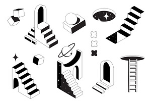 Surreal 3D doors with impossible, an Illustration by art PVP - market