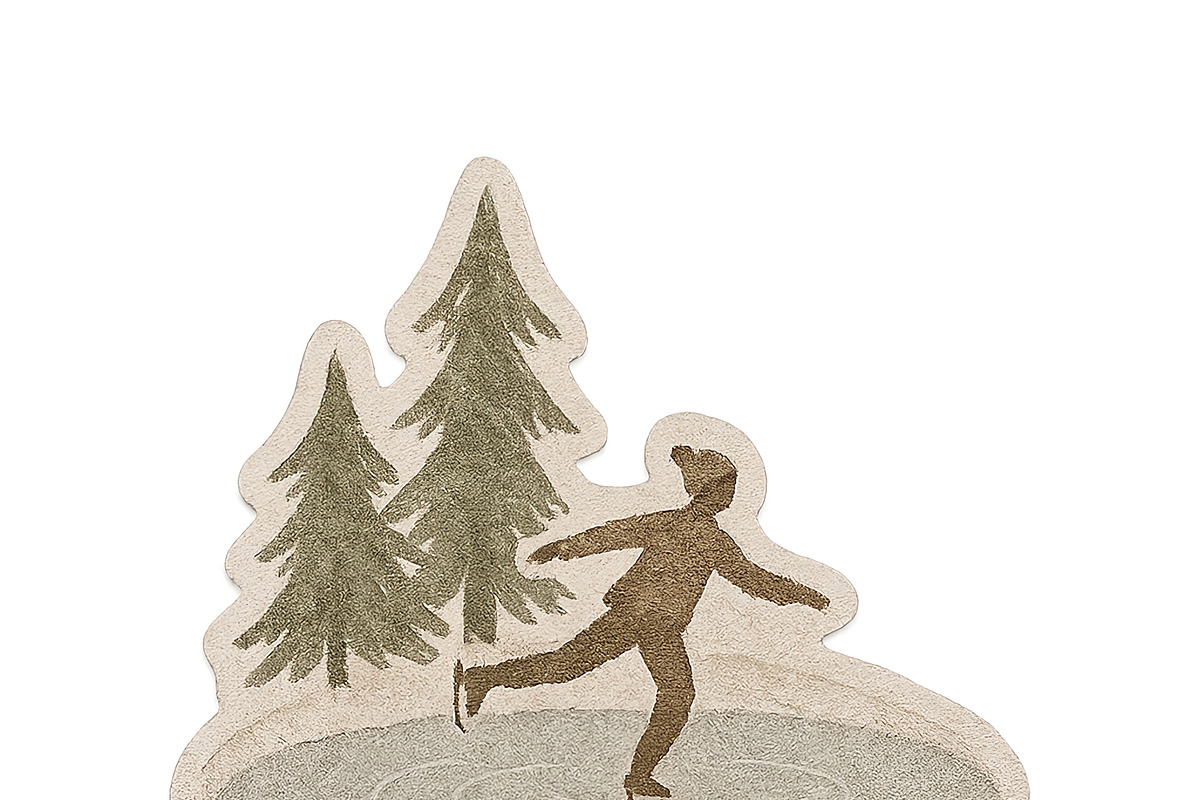 Ice skating silhouette on winter pon, an Illustration by Dvoevnore photos