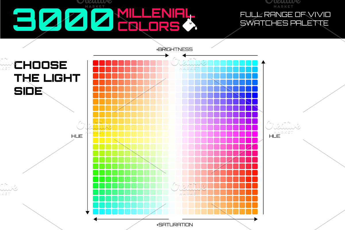3000 millenial color swatches set, a Palette Add-On by ToonPlanet Vector Assets (Photo 3 of 9)