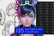 135 Y2K Female Hair Procreate Stamps, a Brush Add-On by Selentaori Studio (Thumbnail 1 of 10)