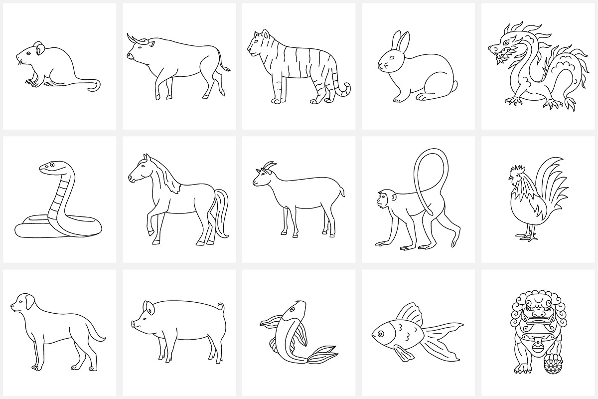 Lunar New Year line icon set, an Outline Icon by NatalieArtShop (Photo 4 of 11)