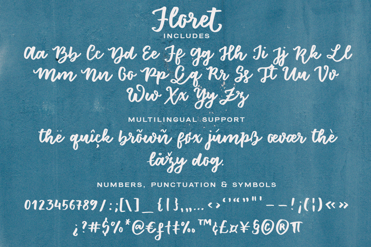 Floret brush font family preview 3