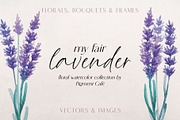 My Fair Lavender Watercolor Florals, a Seasonal Illustration by Pigment Café (Thumbnail 1 of 7)