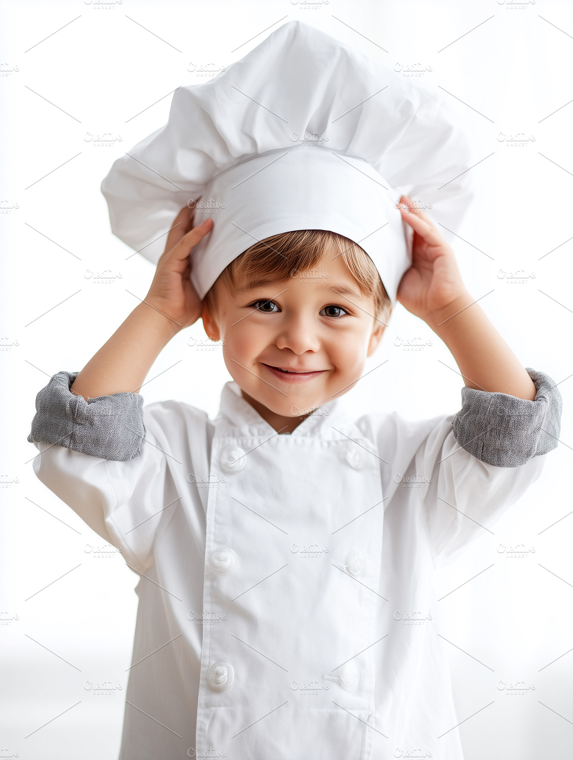Smiling little boy dressed as a chef, a Food & Drink Photo by MistyDay