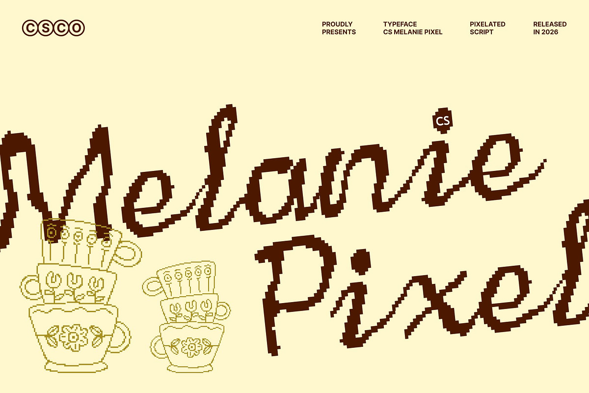 CS Melanie Pixel, a Script Font by Craft Supply Co. (Photo 1 of 8)