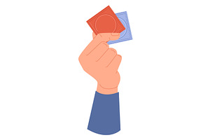 Mans hand holds couple of colorful, a Person Illustration by Vectorbuum