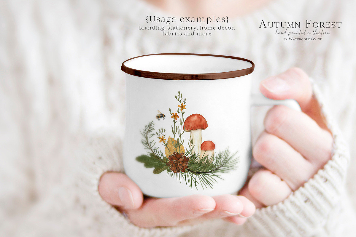Fall forest mushrooms clipart, an Illustration by Ksenia Shmakova (Photo 3 of 11)