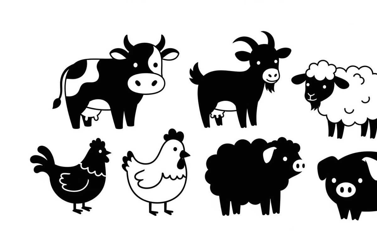 Cute Farm Animal Silhouette Bundle, an Illustration by hafijul (Photo 23 of 51)
