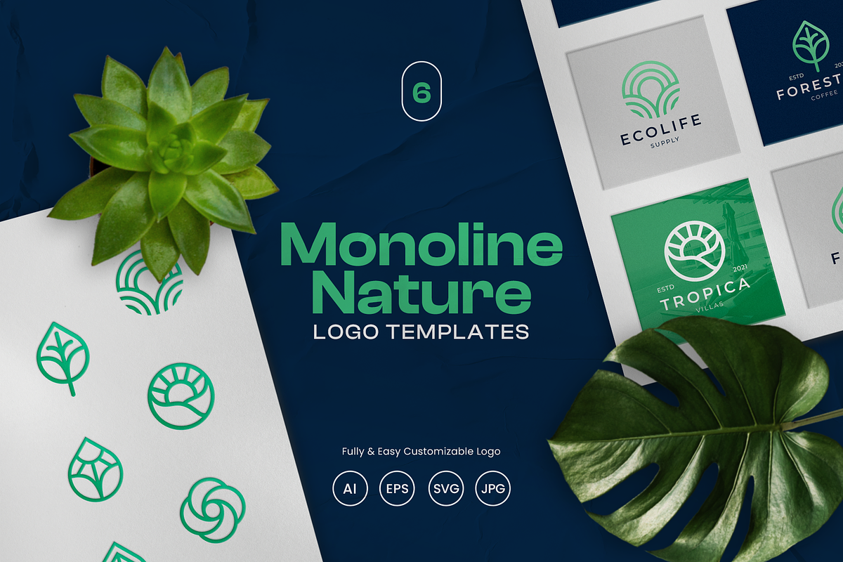 Monoline Nature Logo Template, a Branding & Logo Template by Rukuru Studio (Photo 1 of 6)