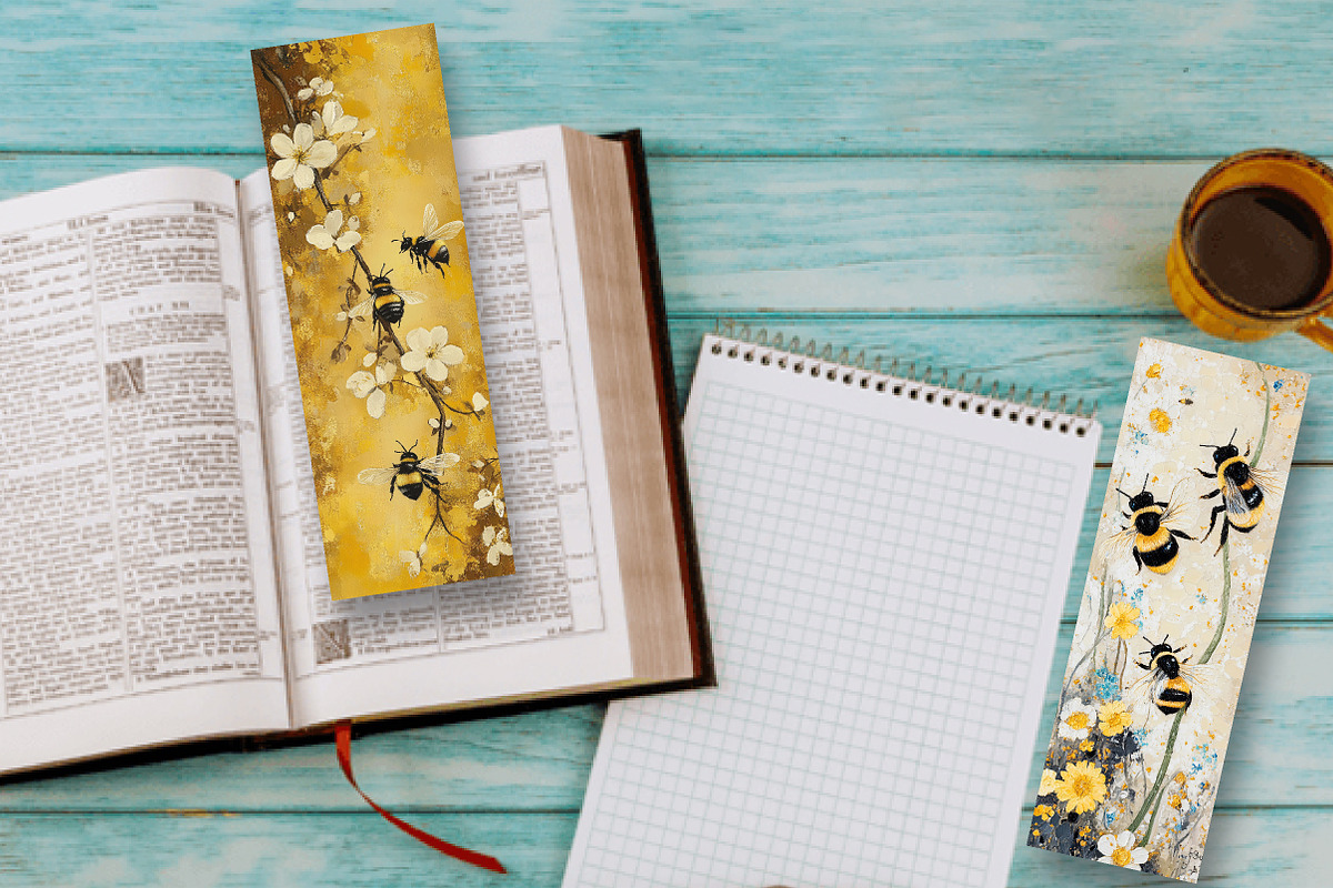 Bee Bookmarks, Printable Bookmark, a Graphic by Watercolor design (Photo 2 of 3)