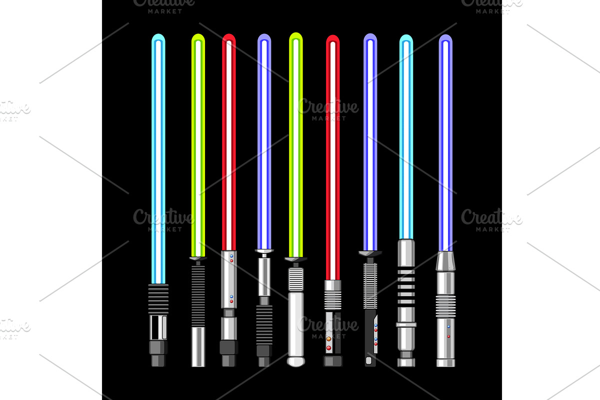 light saber set cartoon vector, a Technology Illustration by pikepicture