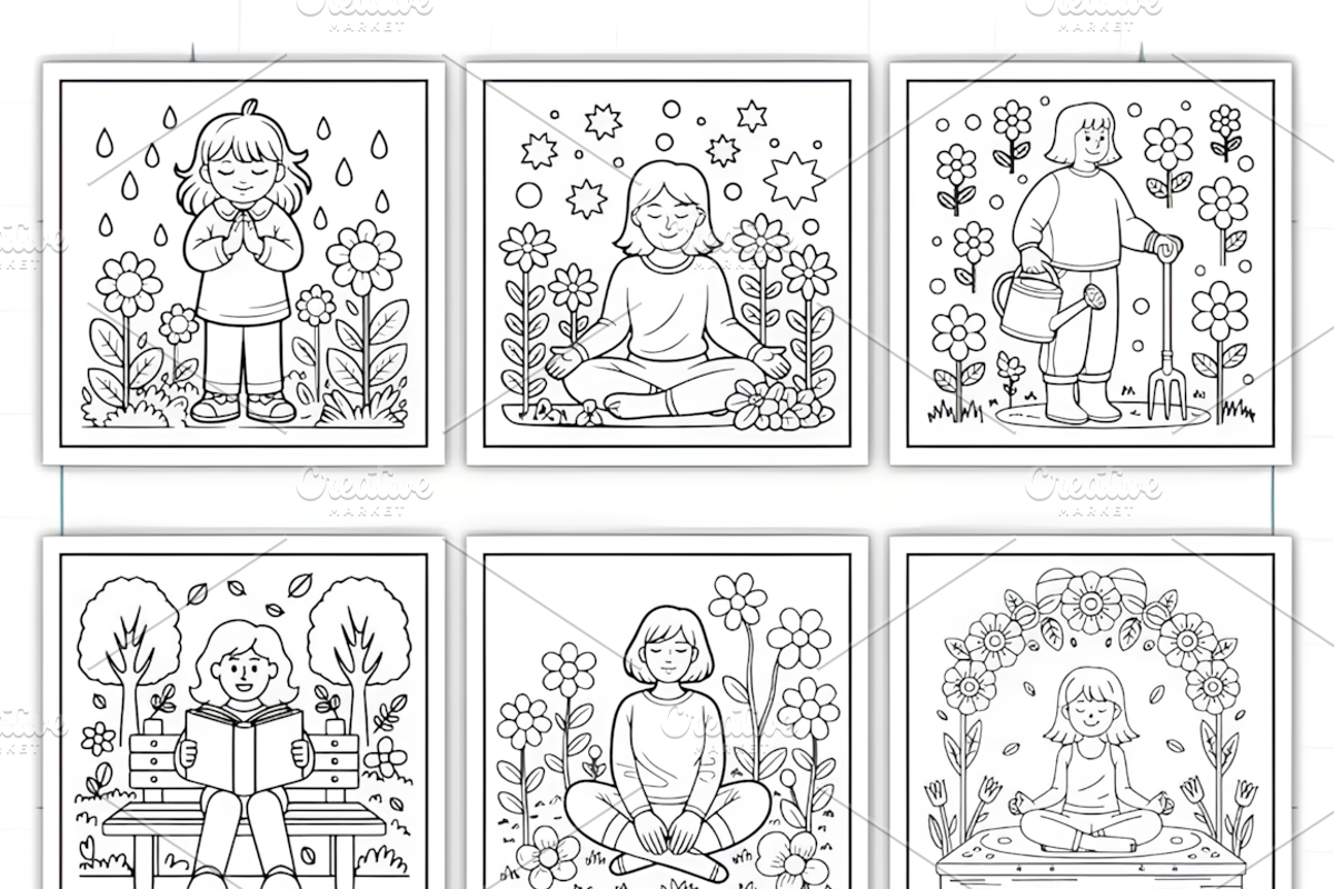 Spring Woman Coloring Pages, a Decorative Illustration by Ink Gallery (Photo 3 of 9)