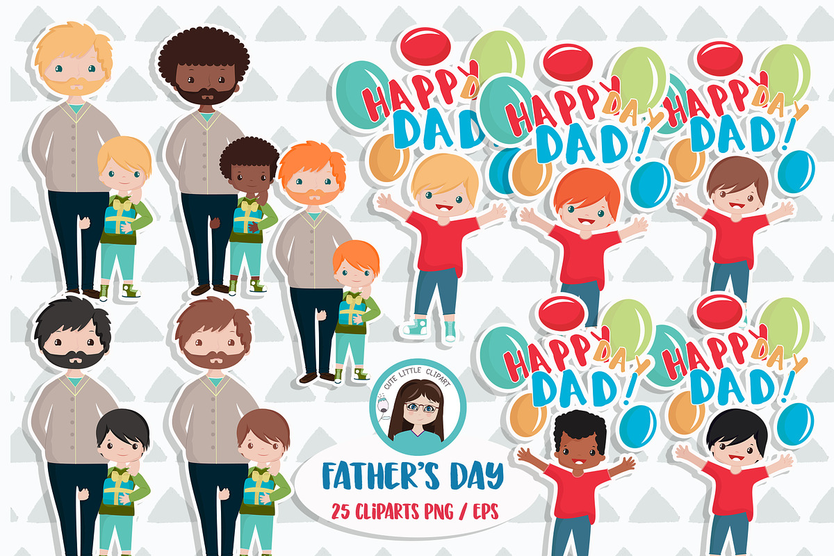 Father's day cliparts, an Illustration by Cute Little Workshop (Photo 3 of 4)