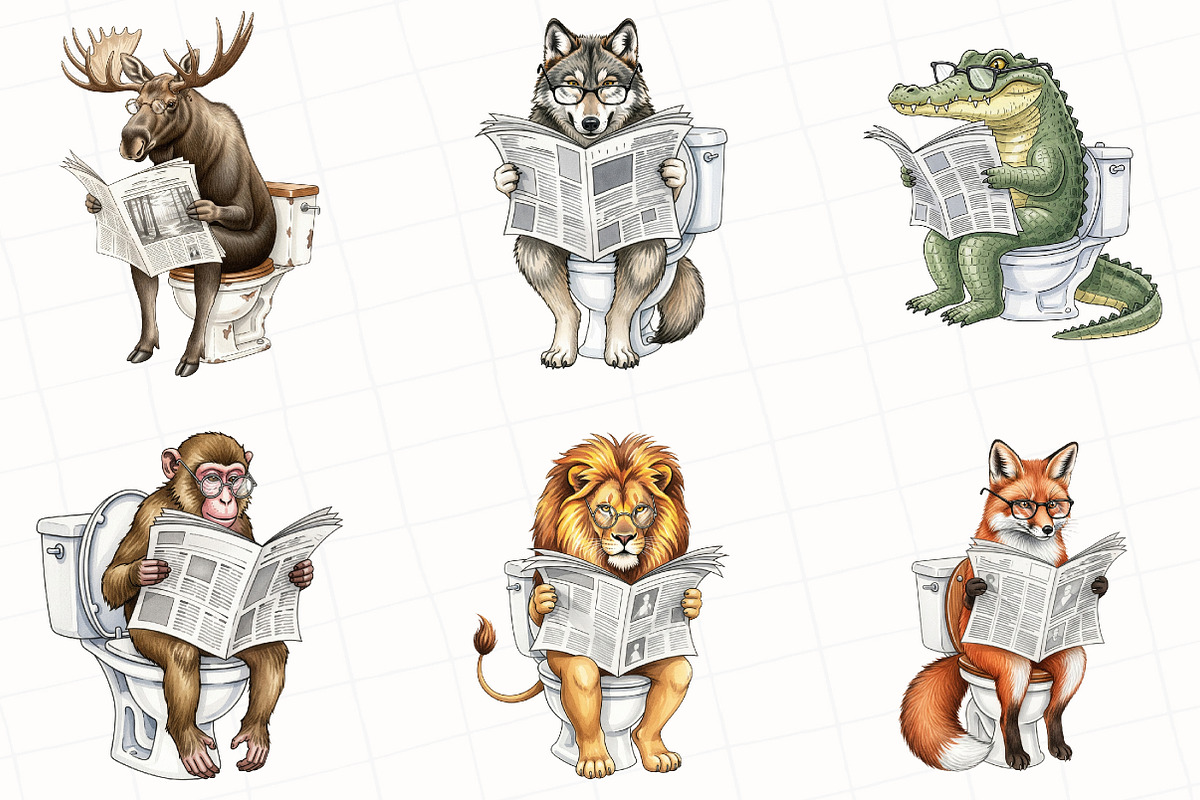 Quirky Animals Sublimation Clipart, an Illustration by OK Design (Photo 4 of 5)