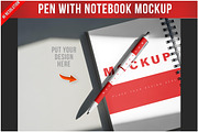 Pen with Notebook Mockup PSD, a Pens & Pencil Mockup by Bruno's Shop (Thumbnail 1 of 4)