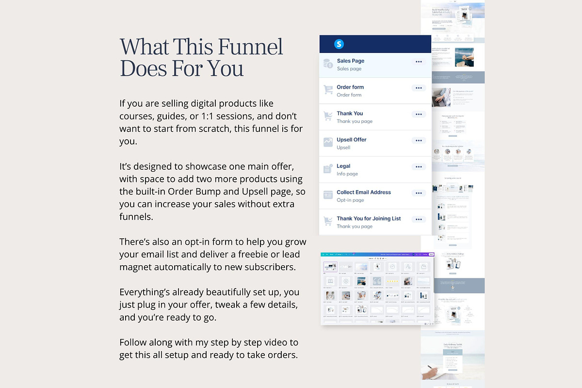 Systeme.io Salt & Sky Funnel, a Landing Page Template by Hayley's Digital Hub (Photo 2 of 10)