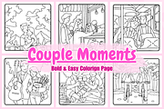 Couple Moments Colorig Pages, a Decorative Illustration by Coco Bloom (Thumbnail 1 of 4)