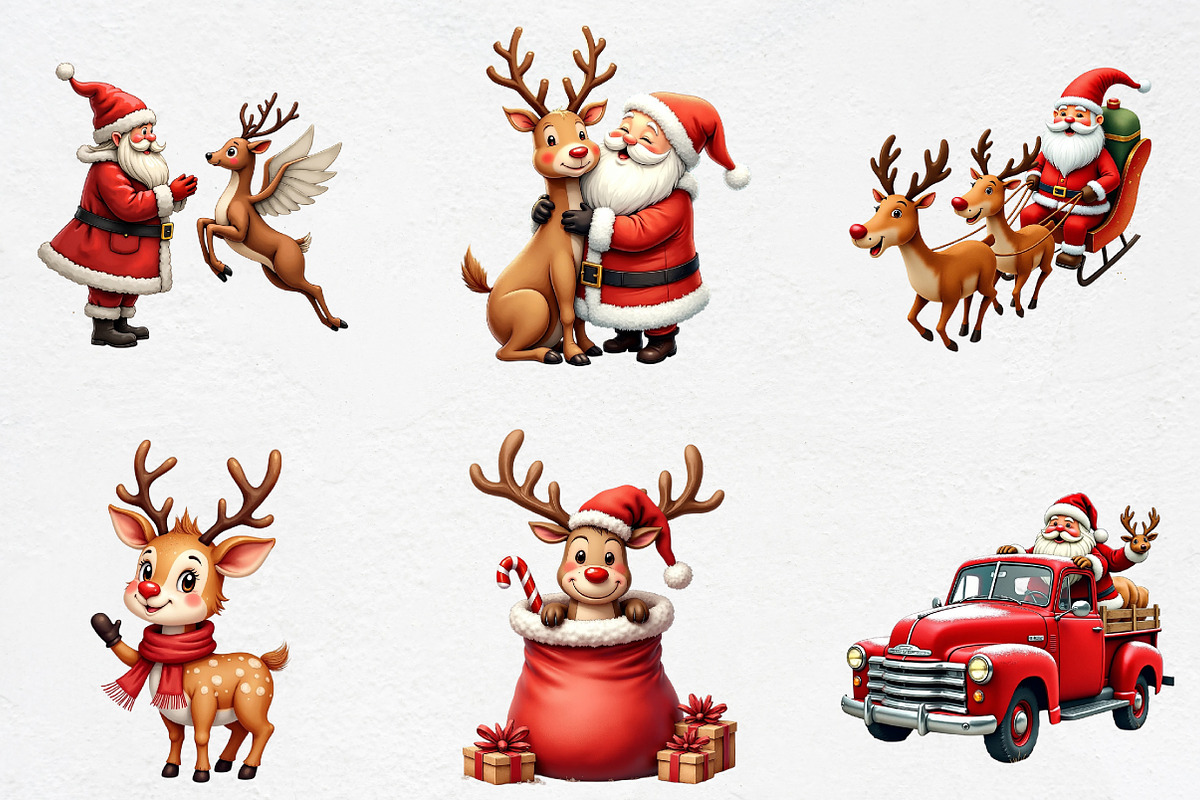 Santa Claus and Reindeer Png, an Illustration by CrexoraLab (Photo 3 of 5)