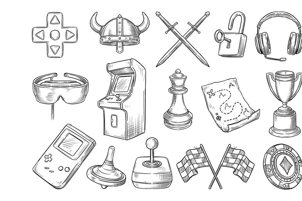 gaming handdrawn collection, an Object Graphic by nikagraphic