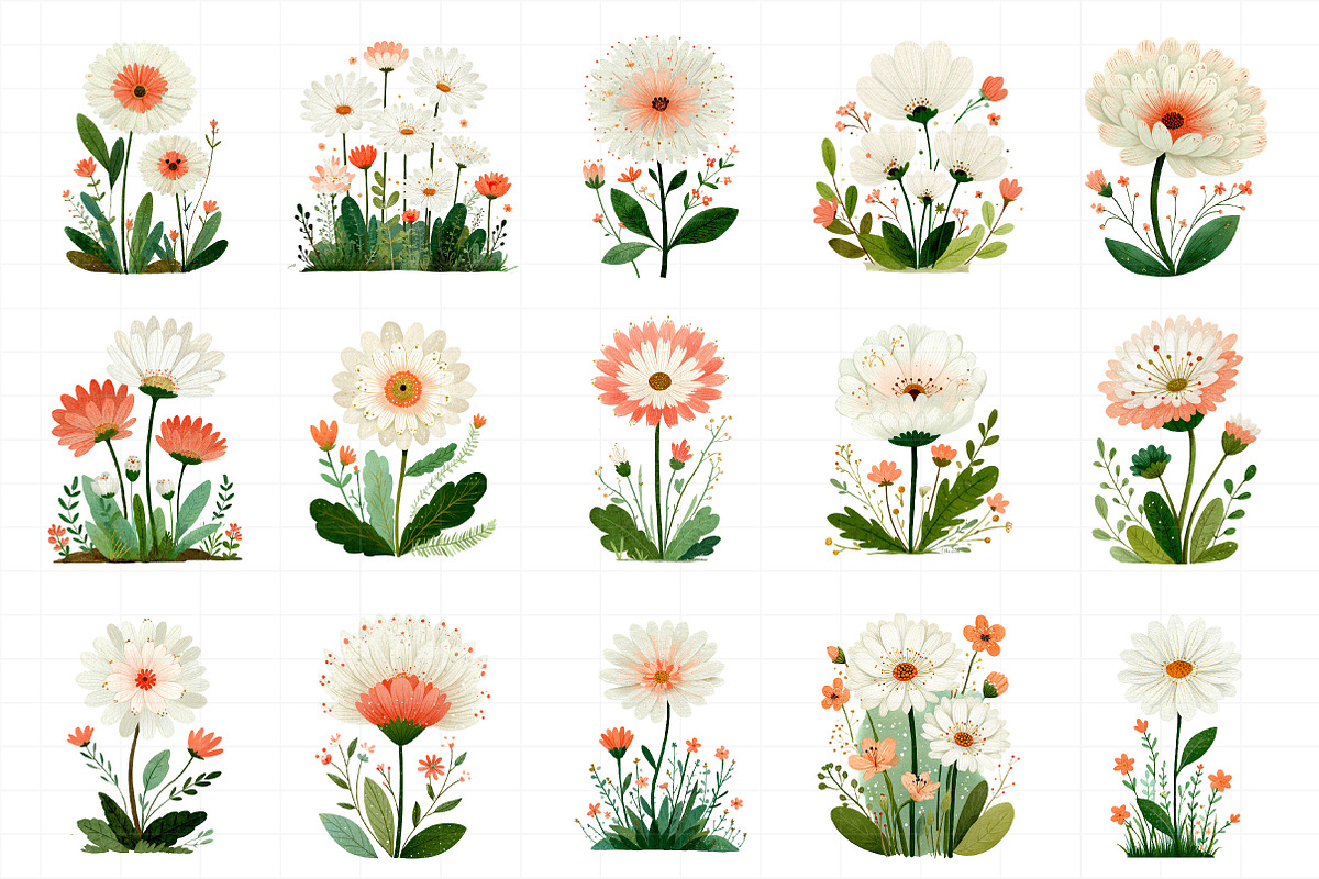 Gerbera Daisy Red & White Clipart, an Illustration by Daily.Designs (Photo 5 of 5)