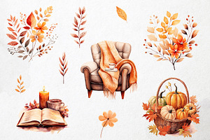 Cozy Sunday Autumn Watercolor