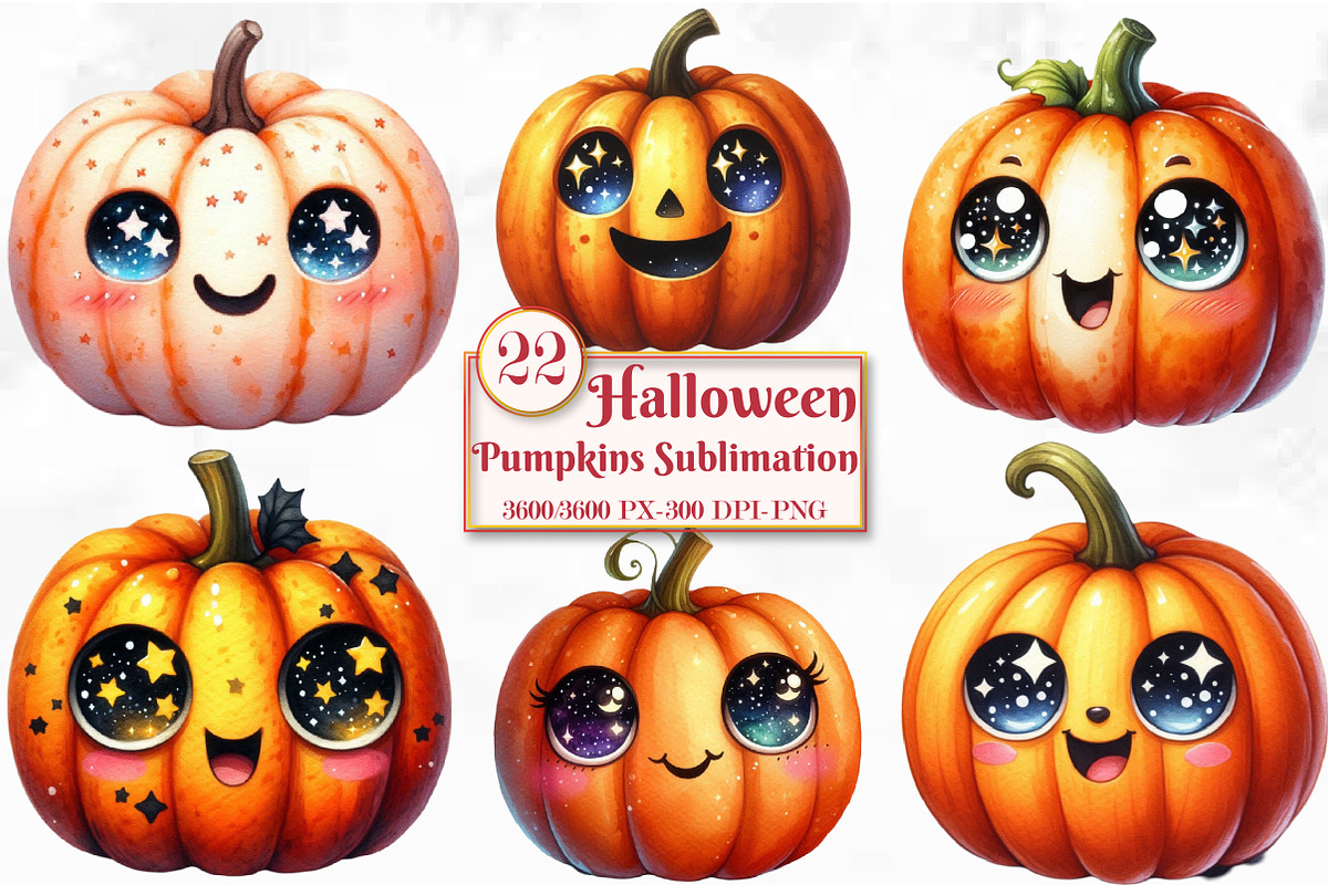 Halloween Pumpkins Sublimation, a Seasonal Illustration by Craft Nest (Photo 1 of 5)
