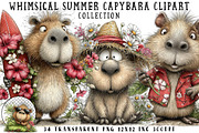 Whimsical Summer Capybara Clipart, an Illustration by OK Design (Thumbnail 1 of 6)