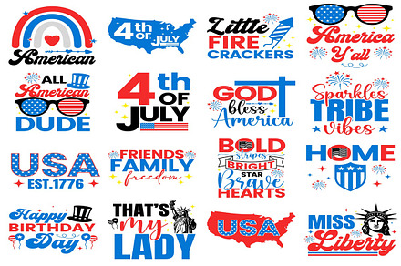 American 4th July Bundle Png Svg