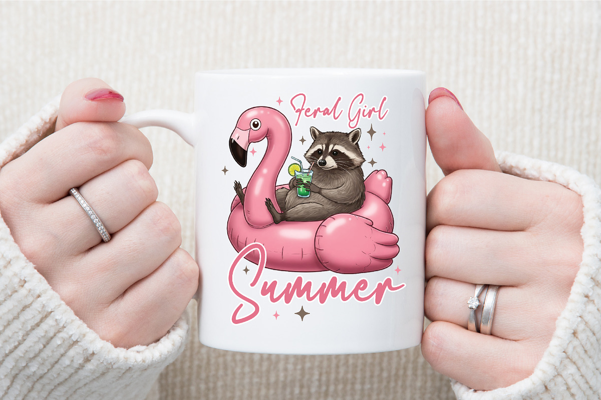 Feral Girl Summer Raccoon Png, an Illustration by Sublimation Artist (Photo 5 of 6)
