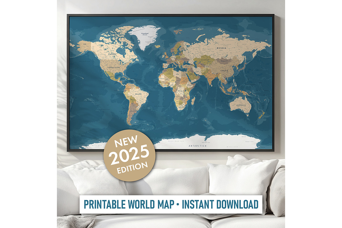 Vector World Map - Large&Detailed, a Decorative Illustration by PorcuPen Works (Photo 6 of 8)